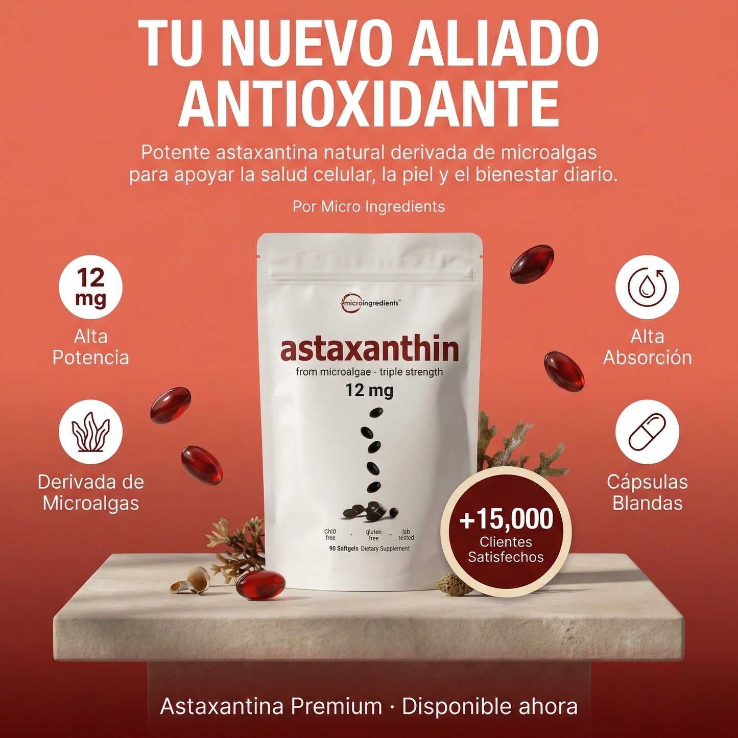Protege tus células y potencia tu vitalidad con la Astaxantina más pura del mercado