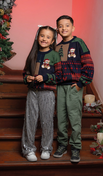 SUETER CRUDO / AZUL MAGIA NAVIDAD