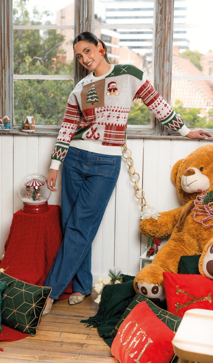 SUETER CRUDO / AZUL MAGIA NAVIDAD