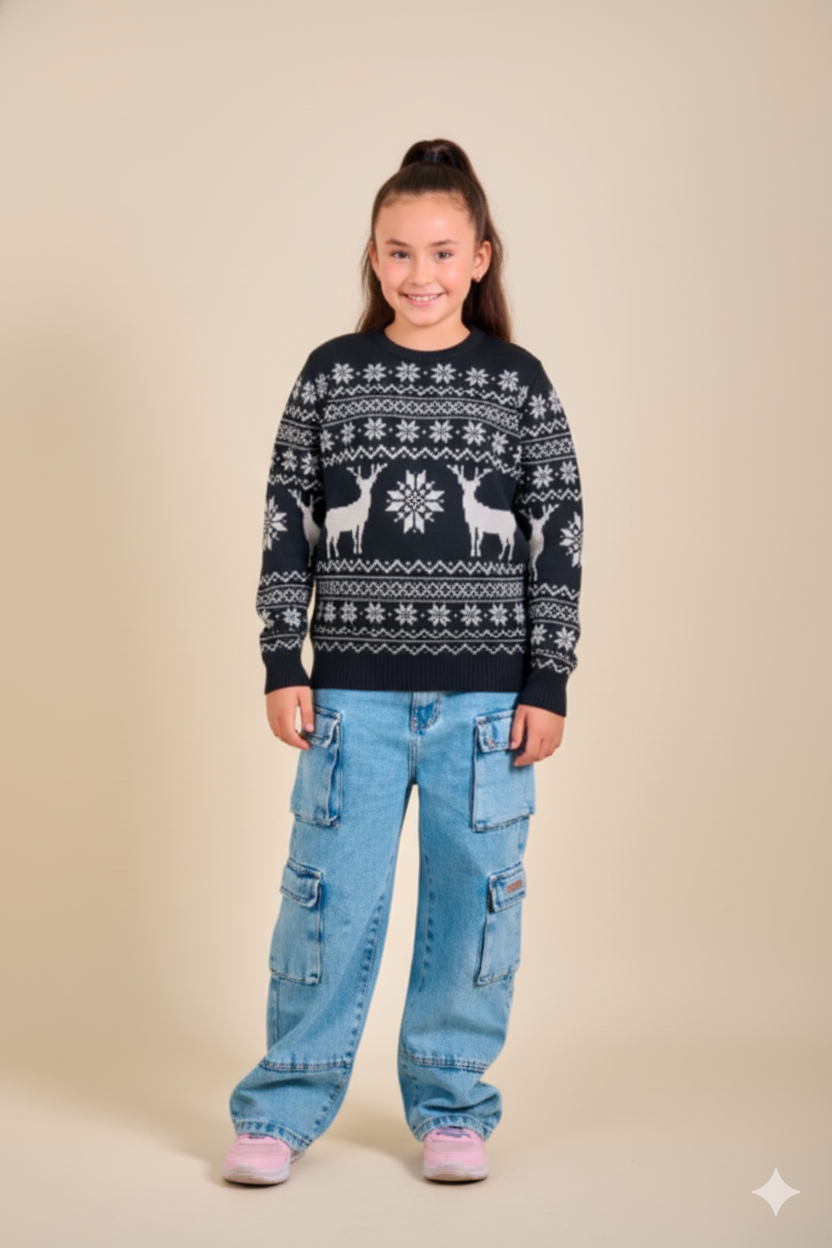 SUETER AZUL RENOS DE NAVIDAD